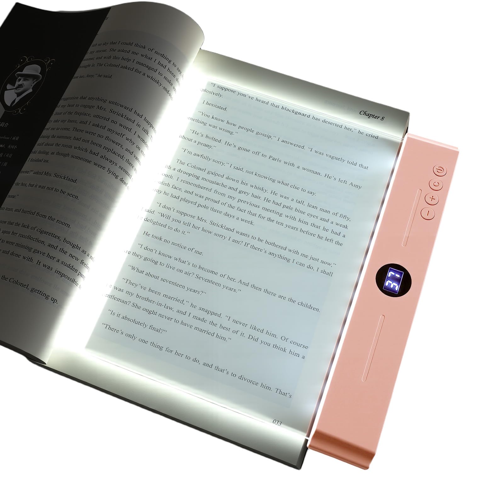Smart Flat Book Light, Reading Book Lamp, Rechargeable LED Clear Full Page Reading Light with 3 Colors & Timer, Dimmable Clear Flat Reading Light, Student Reading Book Light for Readers (Pink)