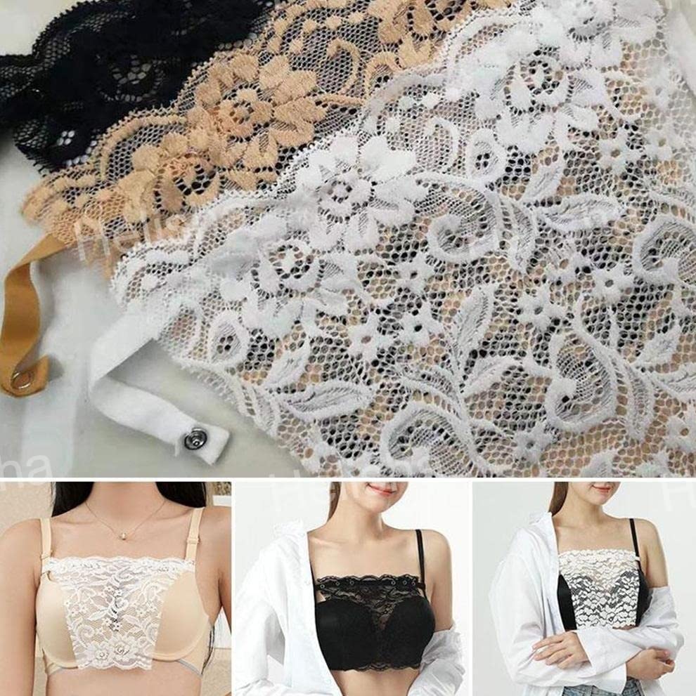 Image of HELISHA Cotton Netted Clip-on Mock Lace Camisole Cami Secret for Women (Black, White, Beige, Free Size)- Pack-of 3