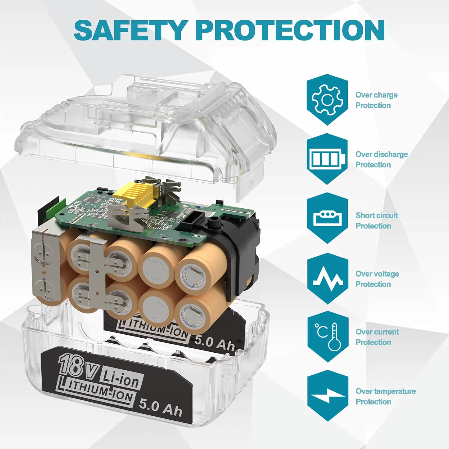 CHAUNVEN 18V 5000mAh Battery Replacement for Makita 18V Battery BL1850B BL1840B 1860B BL1830B BL1815B, Compatible with Makita 18 Volt Cordless Power Tools and Chargers