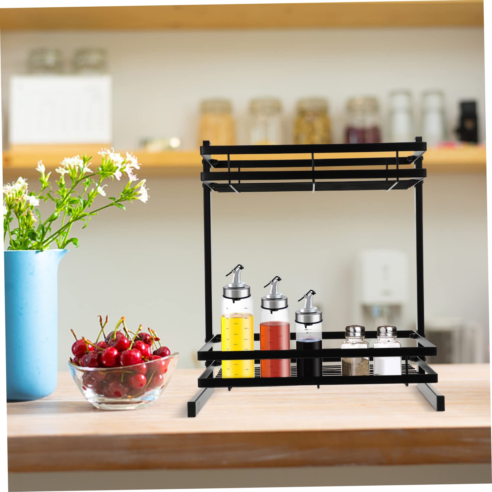 Cabilock Mensola Portaoggetti Per Spezie Organizer Per Armadietti Da Cucina Rastrelliera in Ferro Per Utensili Da Cucina Portabottiglie Per Spezie