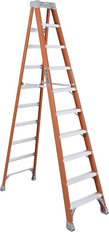 Escalera de Fibra de Vidrio de 10 Pies, Capacidad de Carga de 300 Libras, Tipo IA, FS1510