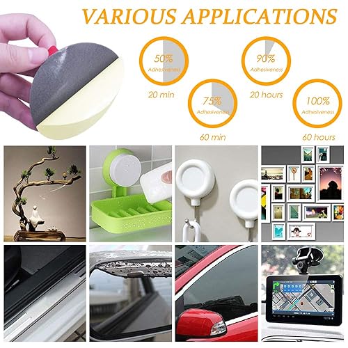Miniatura 4 de SonKu - Paquete de 8 almohadillas adhesivas grandes de espuma de doble cara, 3.15 pulgadas, redondas, VHB, cinta de montaje de repuesto para tablero