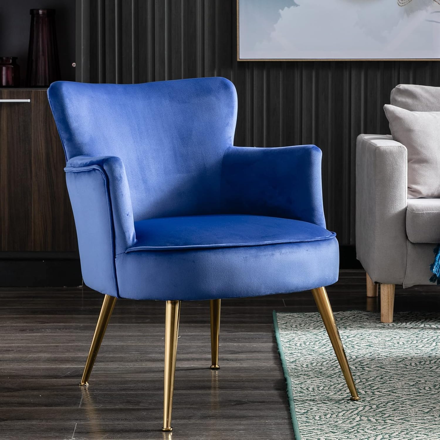 ZHENGHAO Velvet Armchair, MidCentury Modern Accent Chair