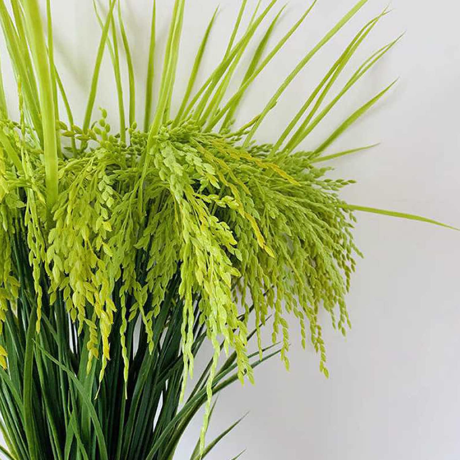 Fake Grain Paddy Ear of Rice Plant Green Plants Artificial for Home Decoration Hall Shop Window Garden 12 Packs Stems (Green)