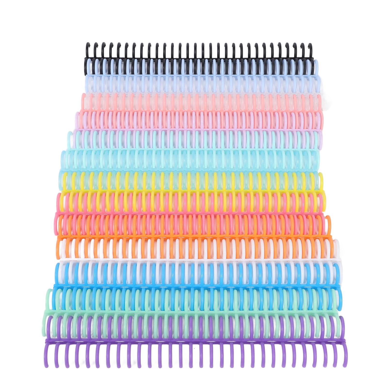 14 Pièces, 14 Couleurs, Dos de Reliure, capacité de 150 Feuilles, 19 Mm X 30 Anneaux, Peignes de Reliure en Plastique PP, Garniture Facile, Présentations, Rapports, Carnet de