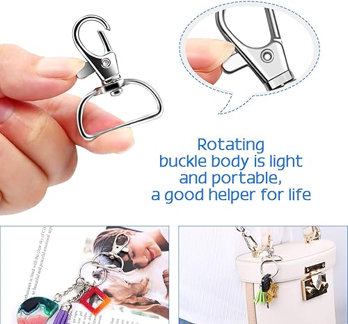Miniatura 11 de anezus - 80 ganchos de clip para llavero, clip de anillo D para hacer llaves, fabricación de cordones, accesorios para bolso, manualidades