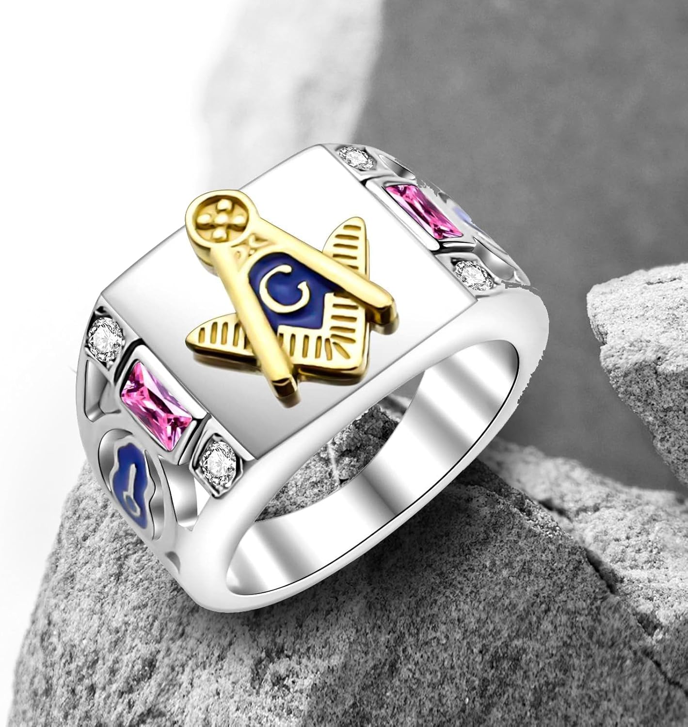 WKXZMTR Freemason Ring - Masonic Jewelry for Men - Punk Style Religious Amulet - Image 6