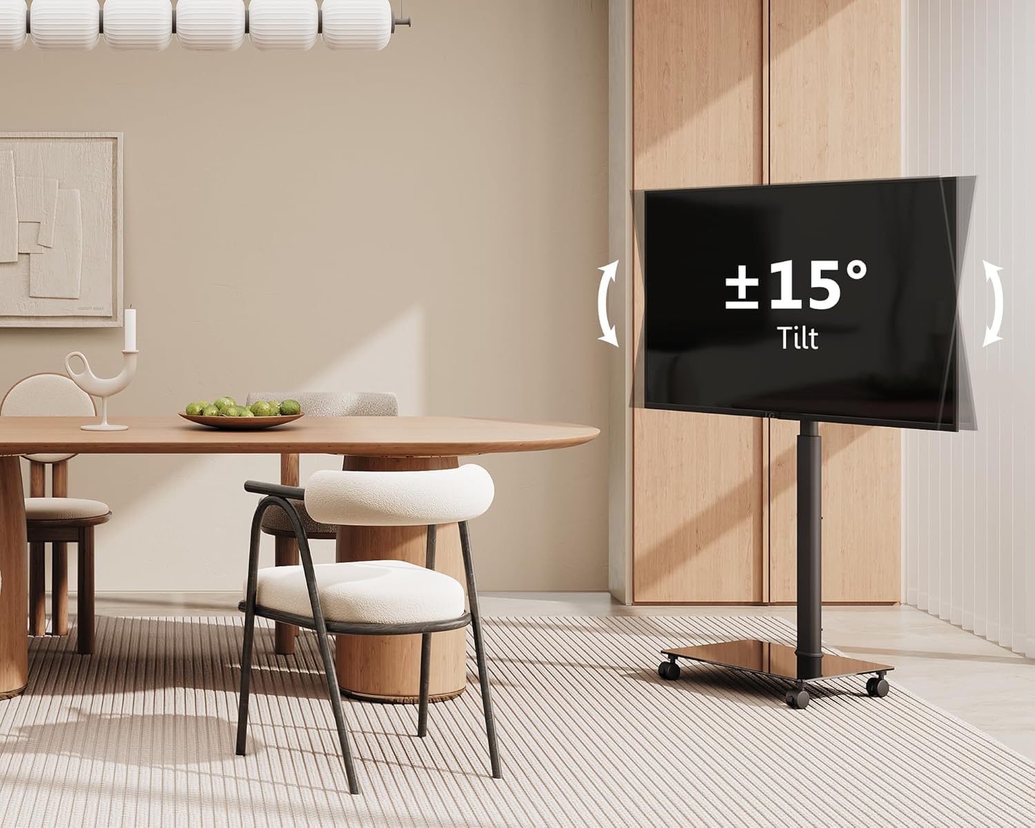FITUEYES Soporte TV Ruedas para Pantallas de 19 a 42 Pulgadas,16 Ajustes de Altura,Soporte TV Suelo es Giratorio e Inclinable,Máxima VESA 200 * 200mm,Base de Cristal