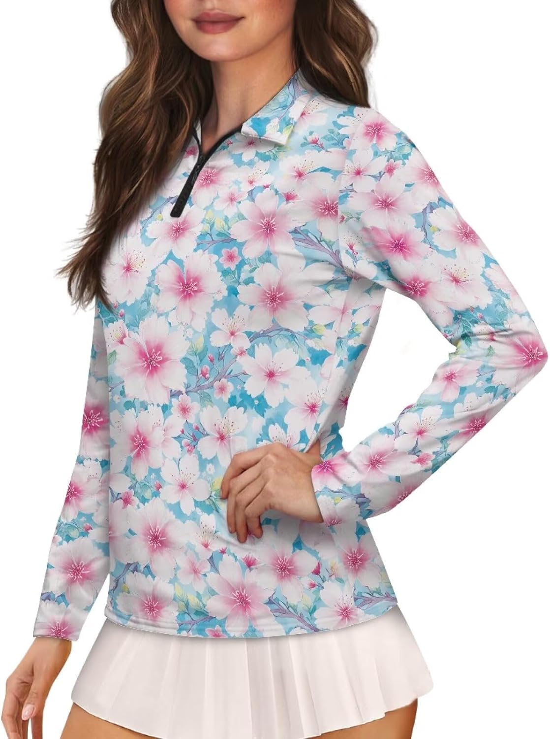 Talayituse Women's Golf Polo Shirts Lightweight Moisture Wicking Long Sleeve Tennis Shirt Quick Dry Athletic Pullover Tops