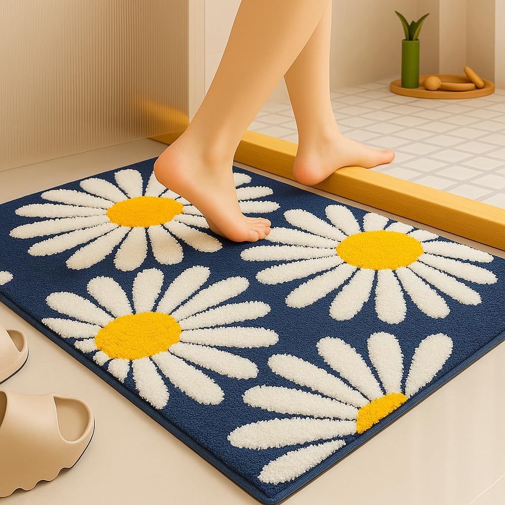 Microfibre Bath Mat, Grey Geometric Design, 2000 GSM Thick Soft, Non-Slip Backing, for Bathroom, Kitchen or as Door Mat-image-15
