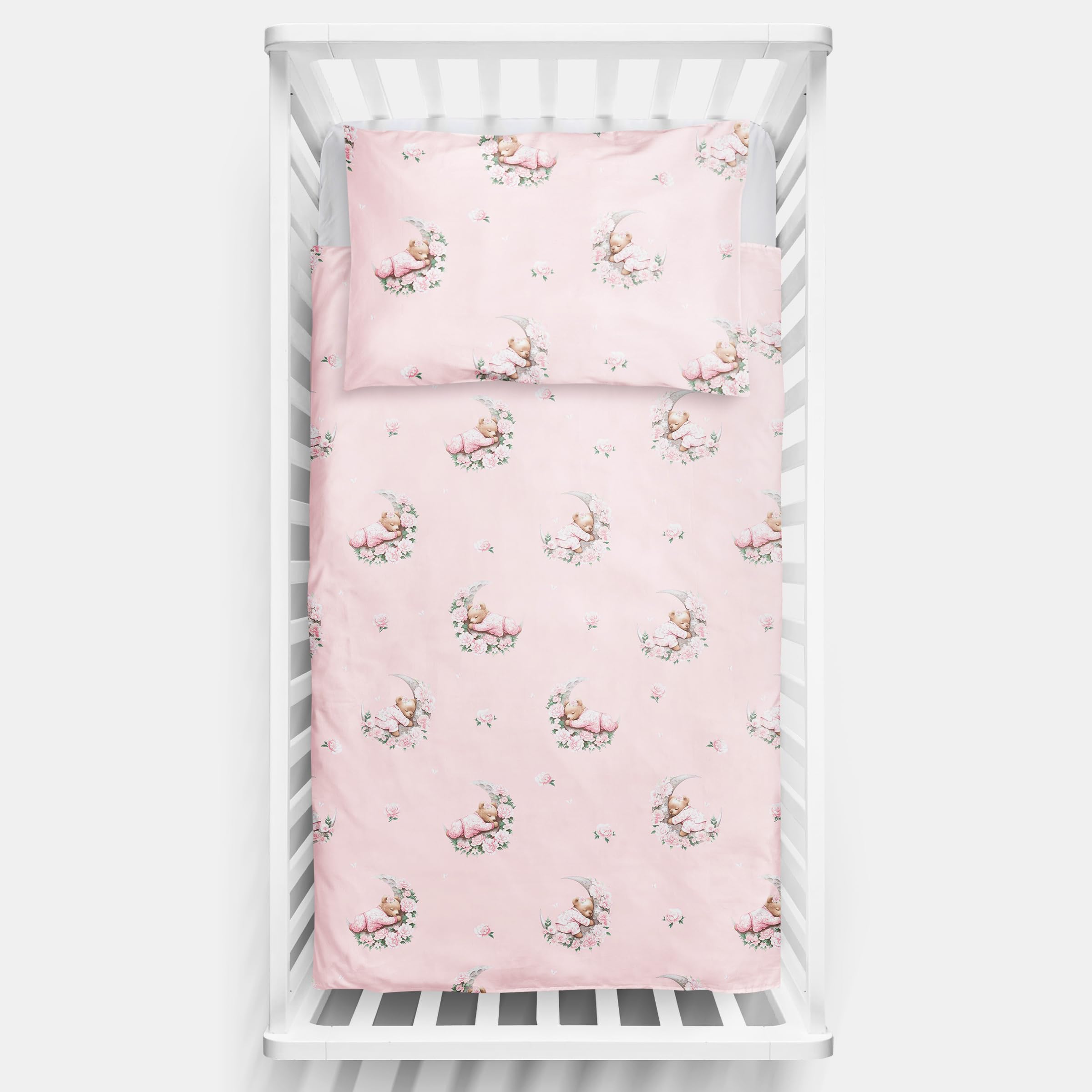 Baby Comfort 52 2 Piece Bedding Set 135X100 Cm Duvet Cover & Pillowcase For Toddler Cot Bed 12M+ (Blooming Moon)