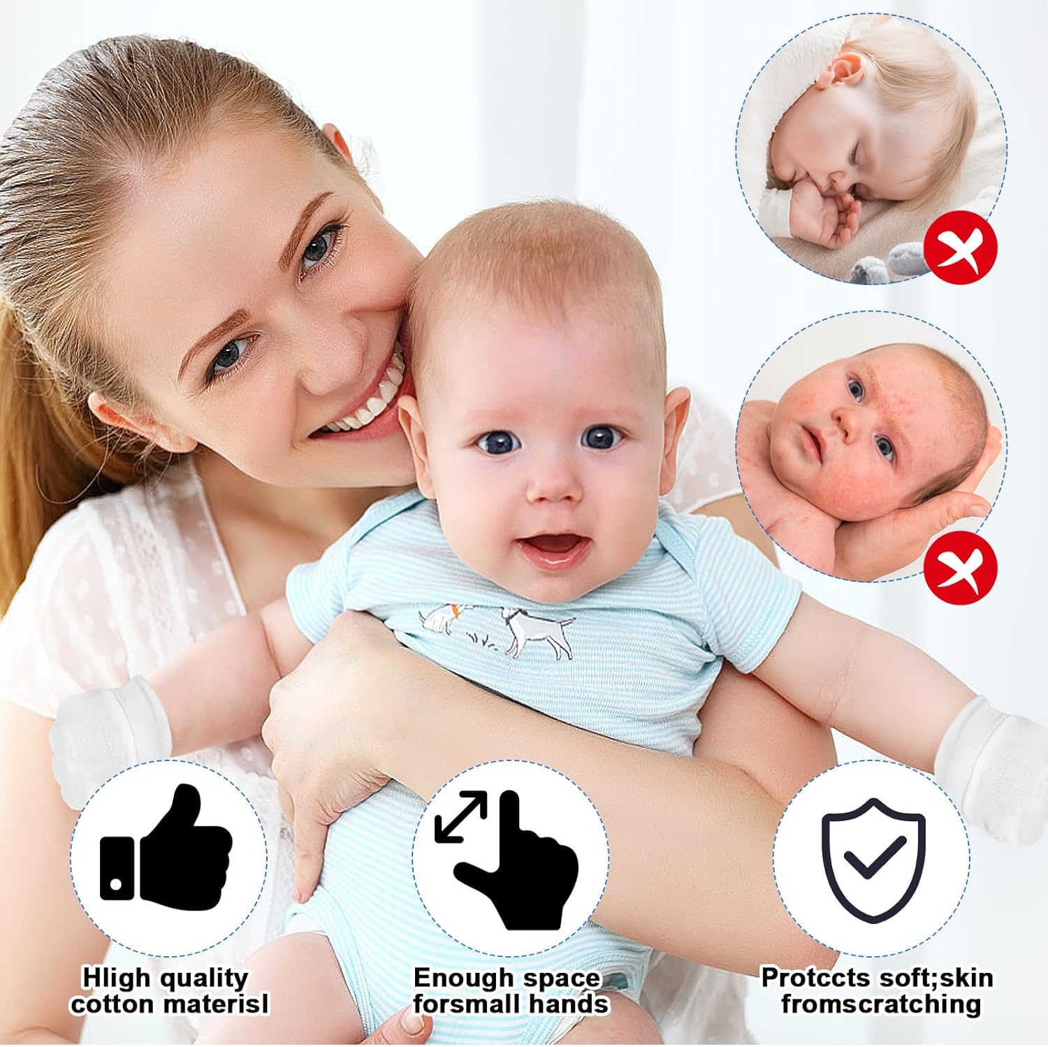 12 Pieces Baby Hats and Mittens Newborn Bear Ears Hats and Mittens Sets Cotton Baby Beanie Soft Cap Mitten Sets for 0-6 Months Boys Girls Infant Hospital Beanie Colorful - Image 4