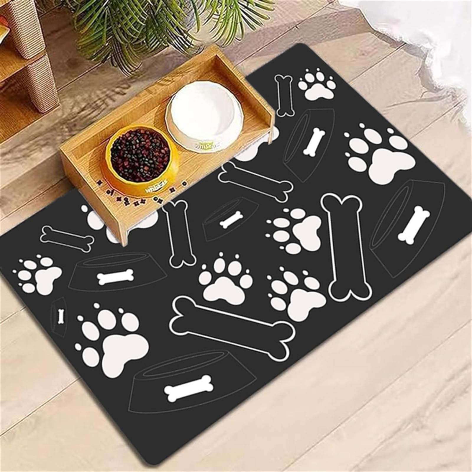 Hixingo Pet Food Mat, Absorbent Quick Dry Pet Feeding Mat with Non-Slip Rubber Backed, No Stains Dog Cat Placemat Dog Bowl Food and Water Bowl for Messy Drinkers Floors -0050 (Dark Gray,40x60cm)