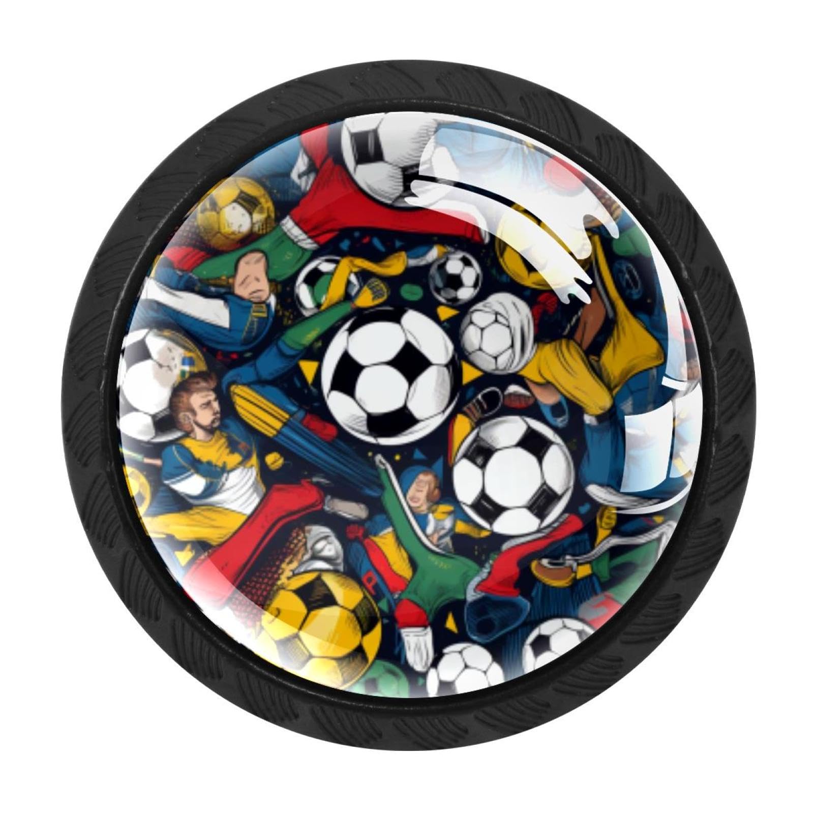 Chenzzzz Multicolored 08 4 Pack Black Football Soccer Kitchen Handles, Cabinet Pulls Hardware For Cupboard Drawer Knobs Dresser Pulls