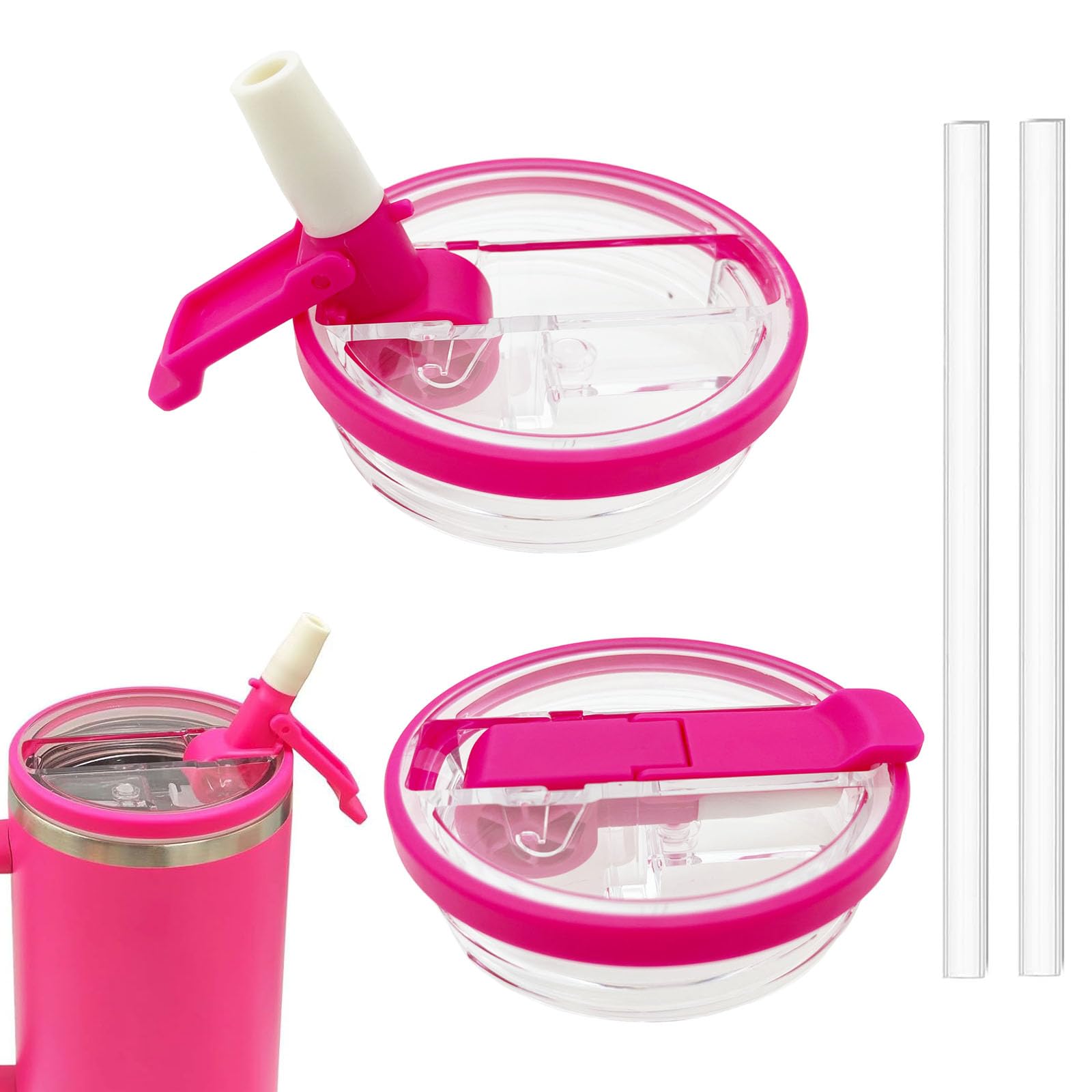 Couvercle pour Stanley 887,5g lot de 2 avec paille amovible rose