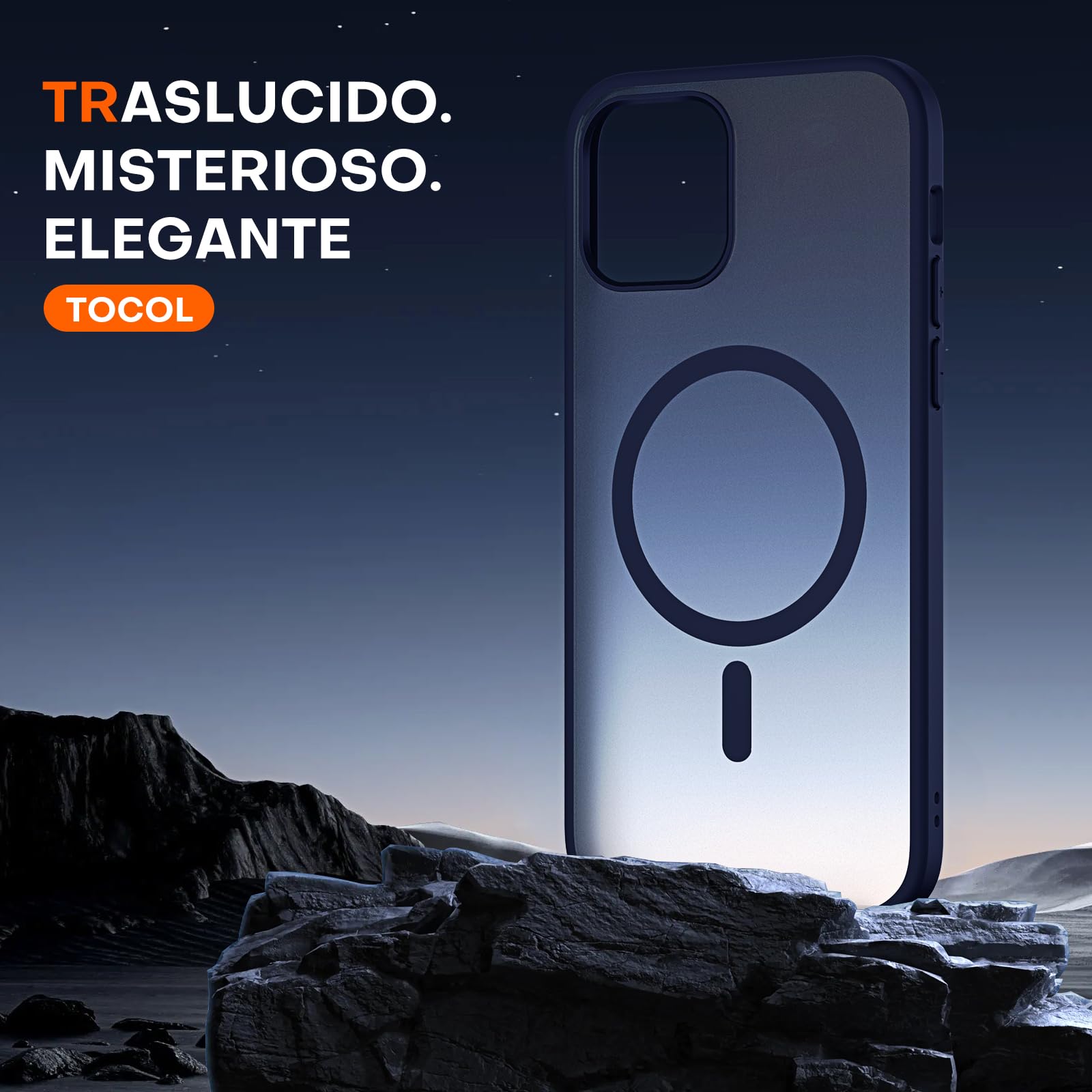 TOCOL Cover Magnetica per iPhone 12 Pro 6,1 Pollic, Compatibile con MagSafe, Custodia Antiurto Traslucida Opaca, Blu