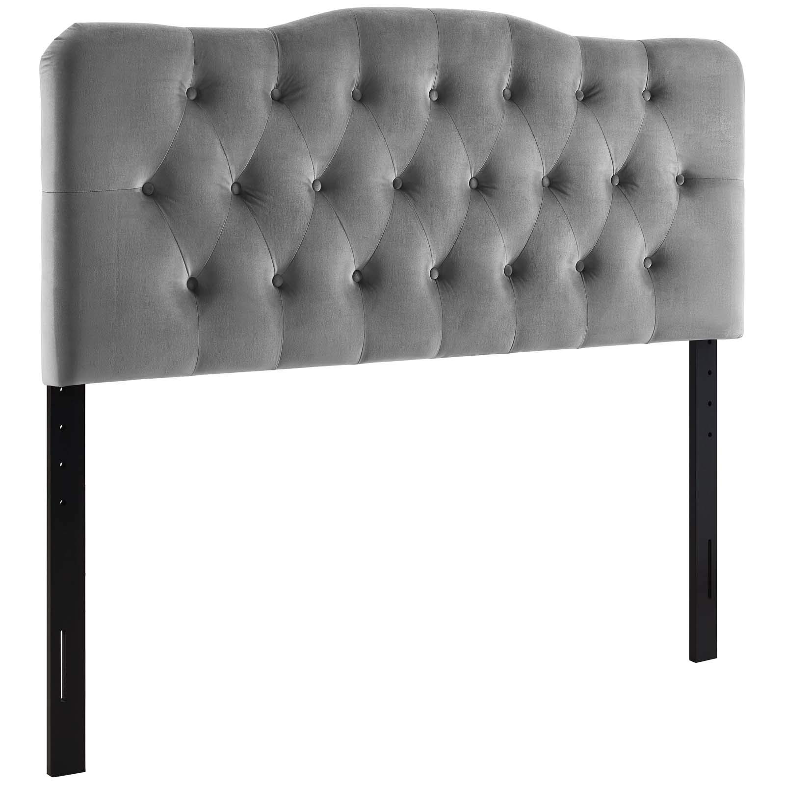SIMILAR TO STOCK PHOTO.. UNKNOWN SIZE.. INCOMPLETE.. Modway Annabel Diamond Tufted Performance Velvet Queen Headboard in Gray