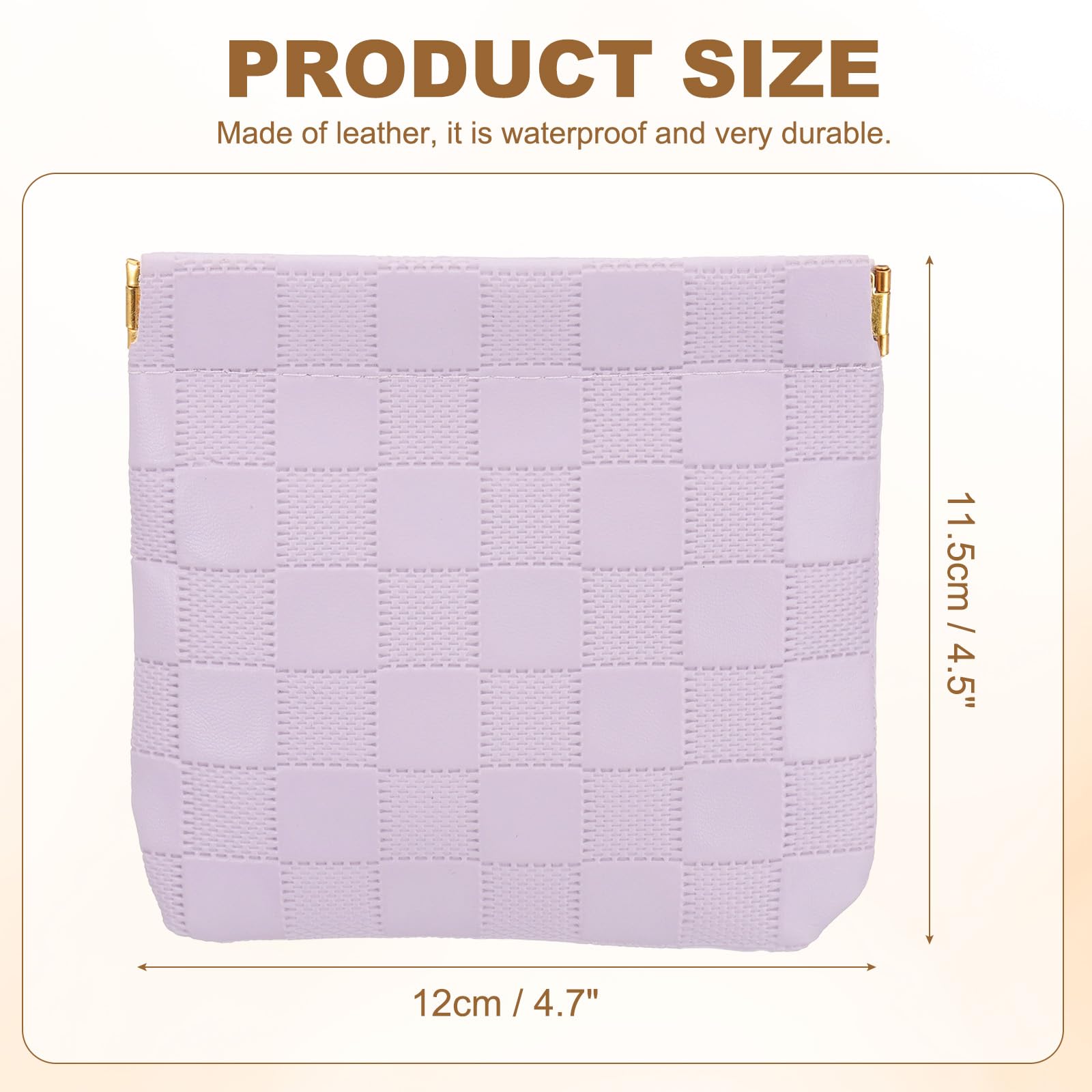PATIKIL Small Snap Closure Pouches for Purse 4.5"x4.7" Mini Waterproof Leather Checkered Makeup Bag Portable No Zipper Self-Closing Travel Pocket Organizer Pouch Cosmetic Bag - Image 2