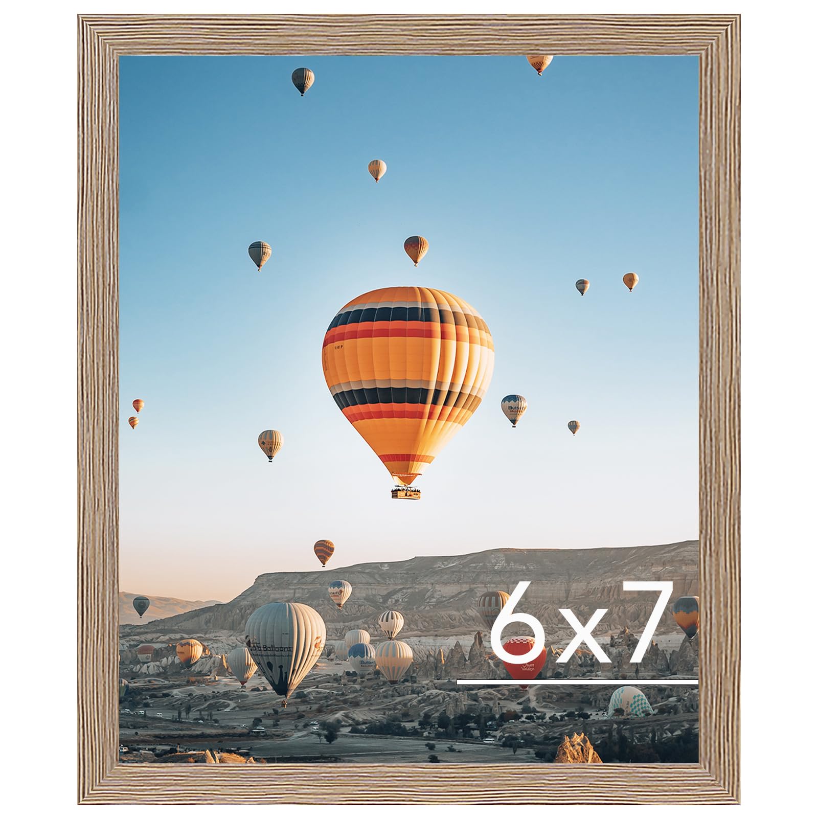 JCJMY 6x7 Picture Frame Rustic Brown for Wall Hanging or Tabletop, Wall Mounting Horizontally or Vertically, 6 x 7 Wall Gallery Poster Photo Frame with Shatter Resistant Plexiglass, Rustic Brown
