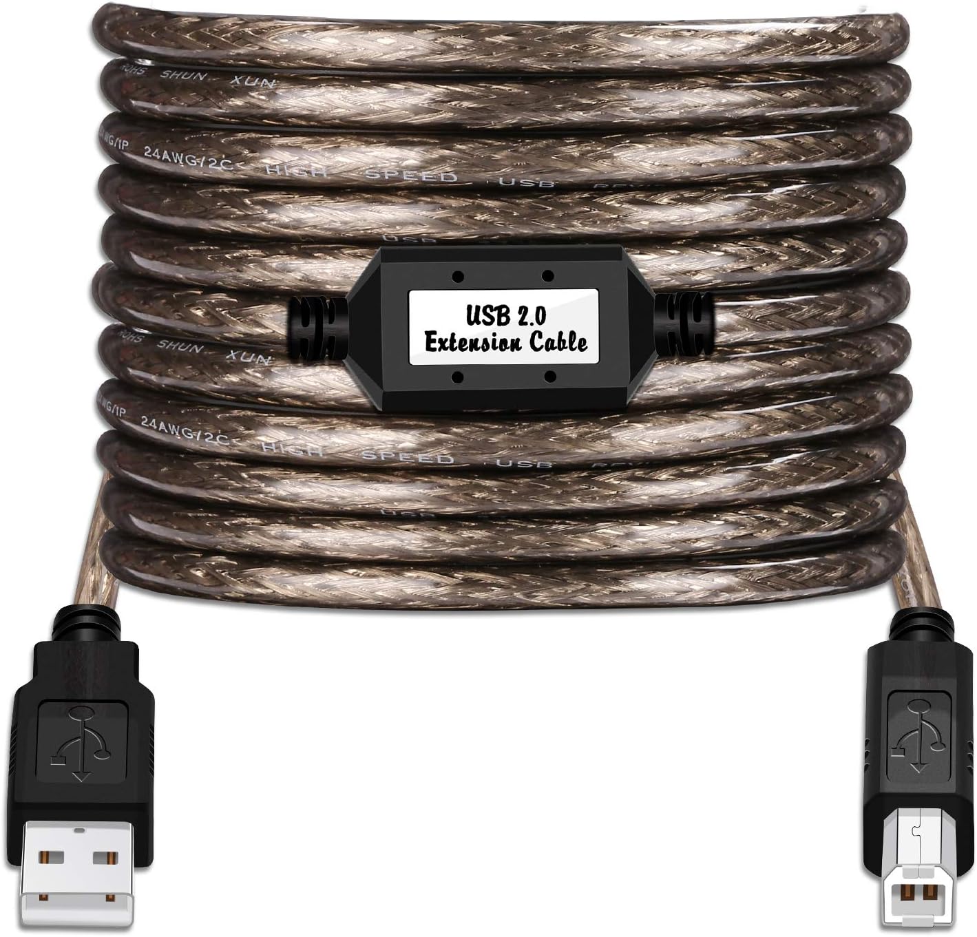 LDKCOK Active USB 2.0 Printer Cable 60ft - A-Male to B-Male High Speed Printer/Scanner/Repeater Cable for HP, Canon, Lexmark, Epson, Dell, Samsung etc