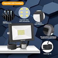 MEIKEE 60W LED Reflektor Mozgásérzékelővel - Távirányítós, 6500K Hideg Fehér, IP66 Vízálló, Állítható Fényerő, Időzítő, Kültéri Lámpa Kerthe 5