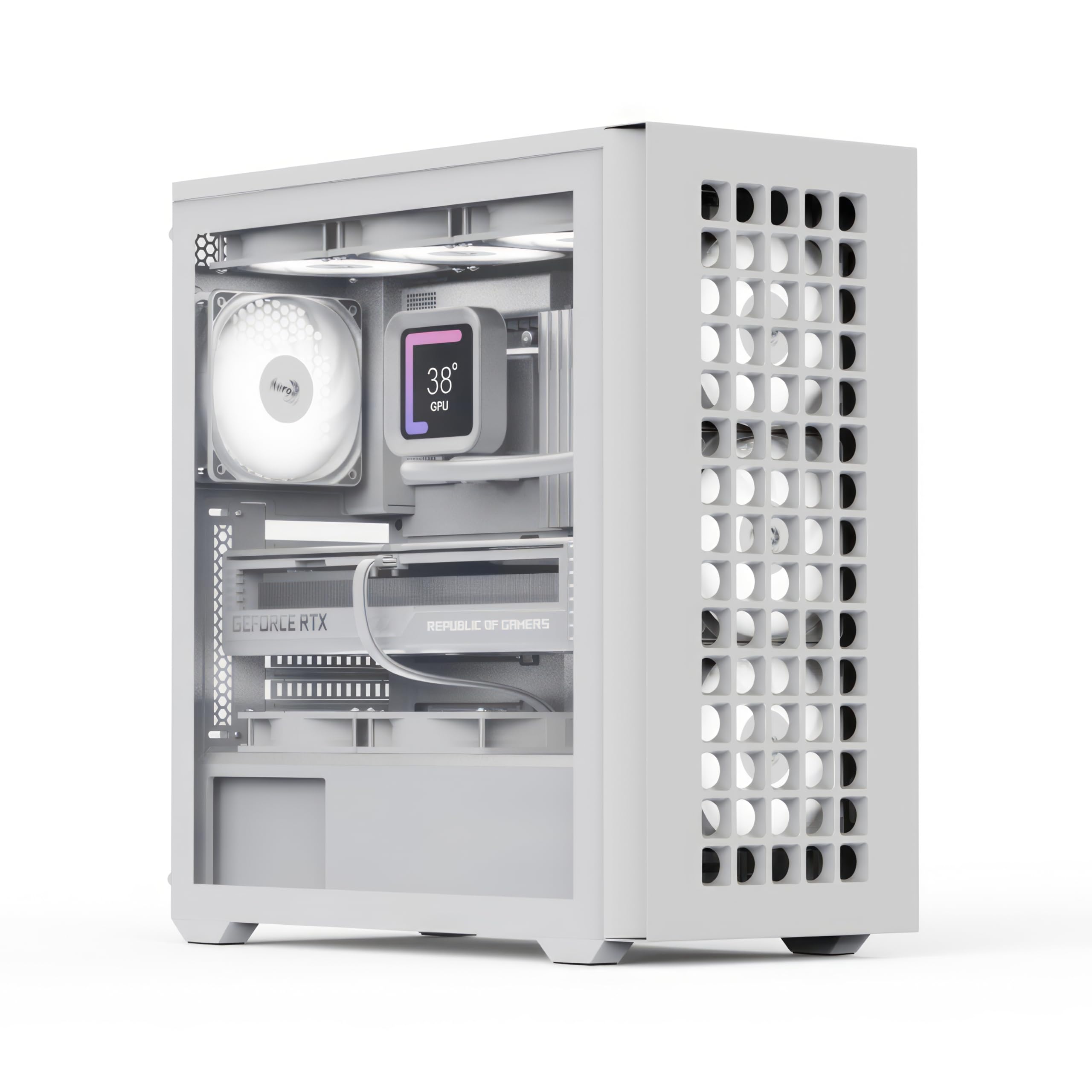 Aerocool D501a Torre Media Con Malla Frontal En Madera Y S Blanco
