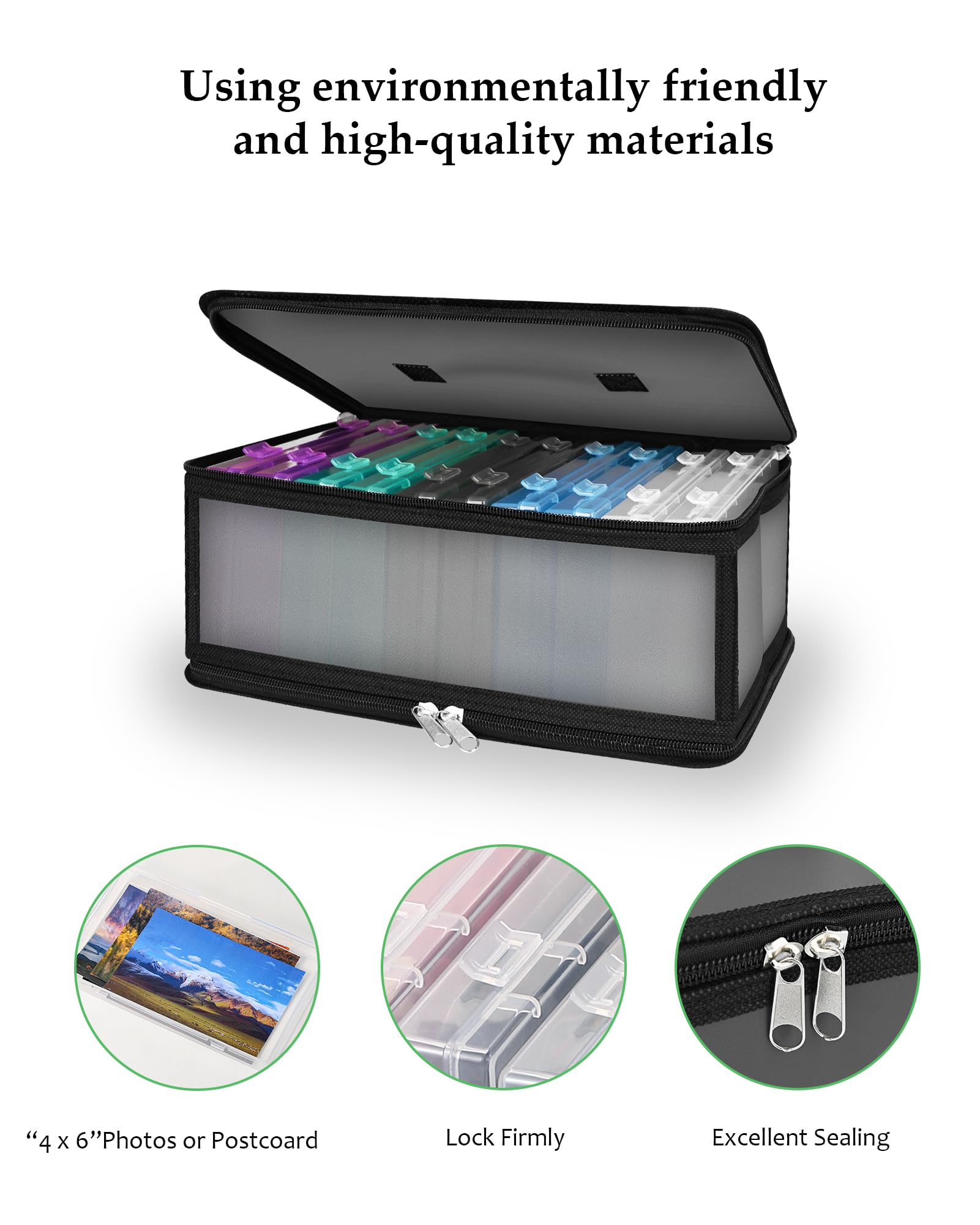 Gbivbe Boite Rangement Photos 4" x 6", 10 Intérieurs Boite de Rangement de Photo, Organisateur en Plastique Craft Keeper pour Graines avec Couvercle