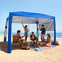 VEVOR Parasole da Spiaggia Portatile 2400 x 2400 x 2400 mm con Parete Laterale e Tasche per la Sabbia