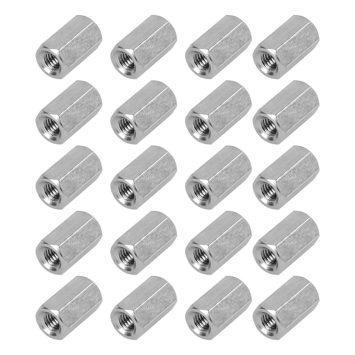 M6 X 1-Pitch 30mm Length 304 Stainless Steel Metric Hex Coupling Nut, 4Pcs