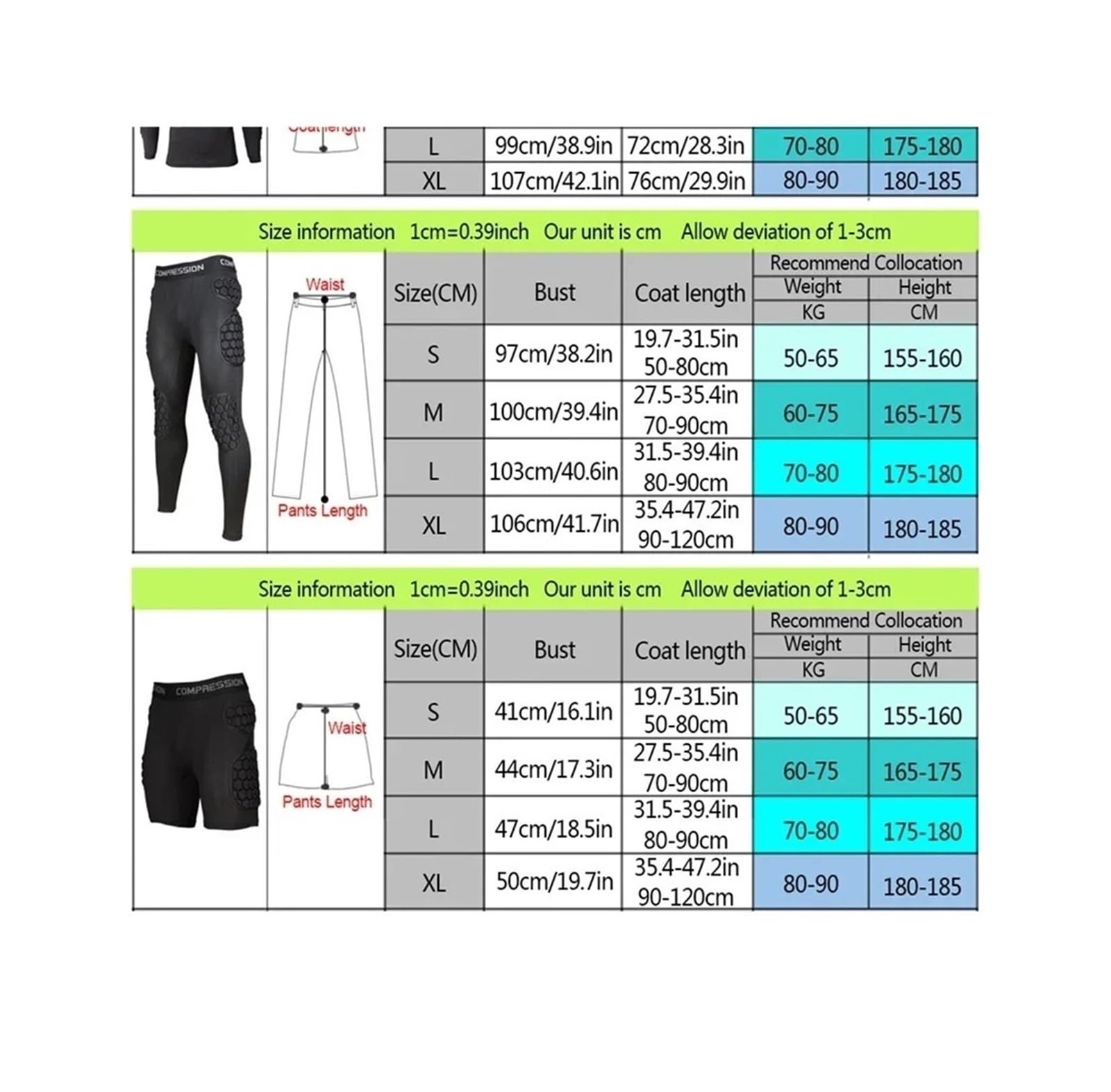 Maillot de Football rembourré Pantalon d'entraînement de Gardien But Football, Maillot, équipement Complet avec Protections rembourrées aux Genoux et Coudes