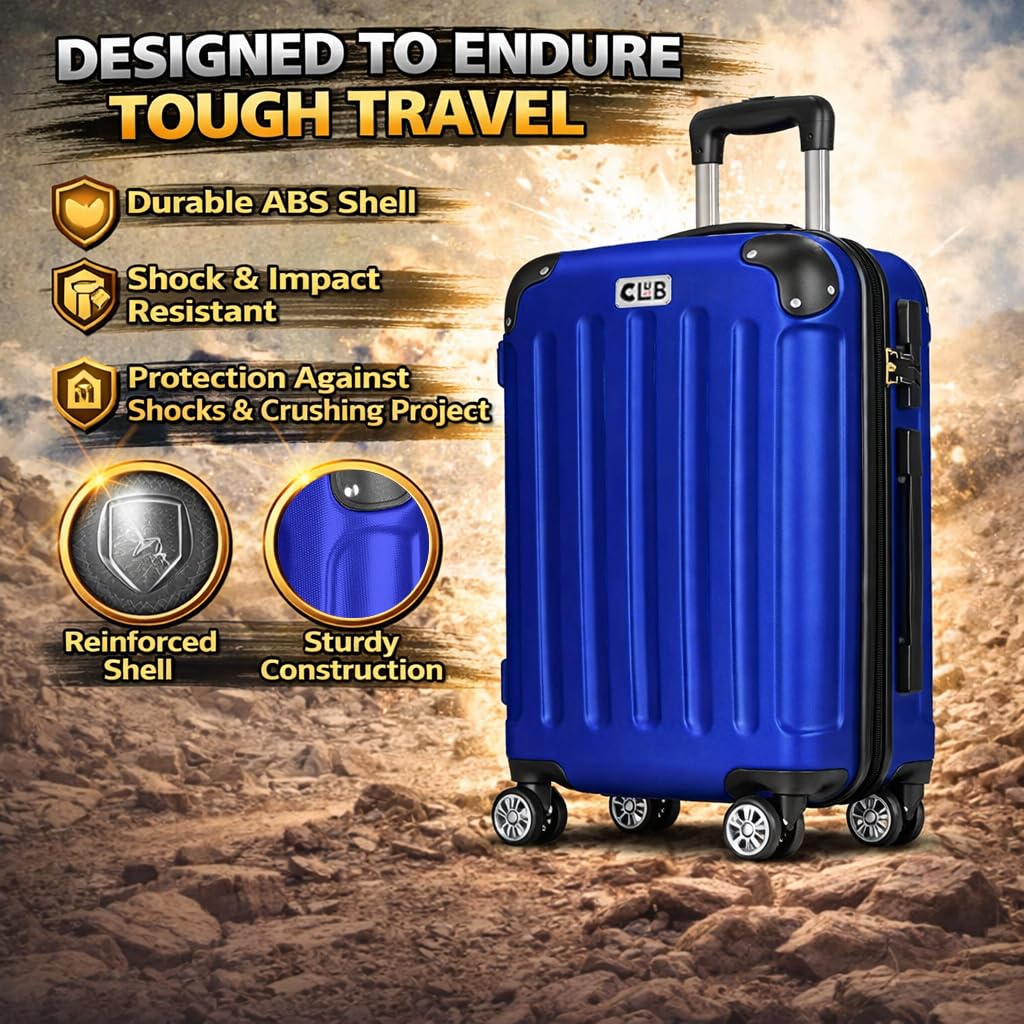 POSH Valigia Grande in ABS - Volume interno 100L - Rigida e leggera 3,7 kg 75x50x30 cm - Bagaglio da viaggio con chiusura a combinazione - Ruote girevoli a 360° - Ideale per viaggi di 14 giorni