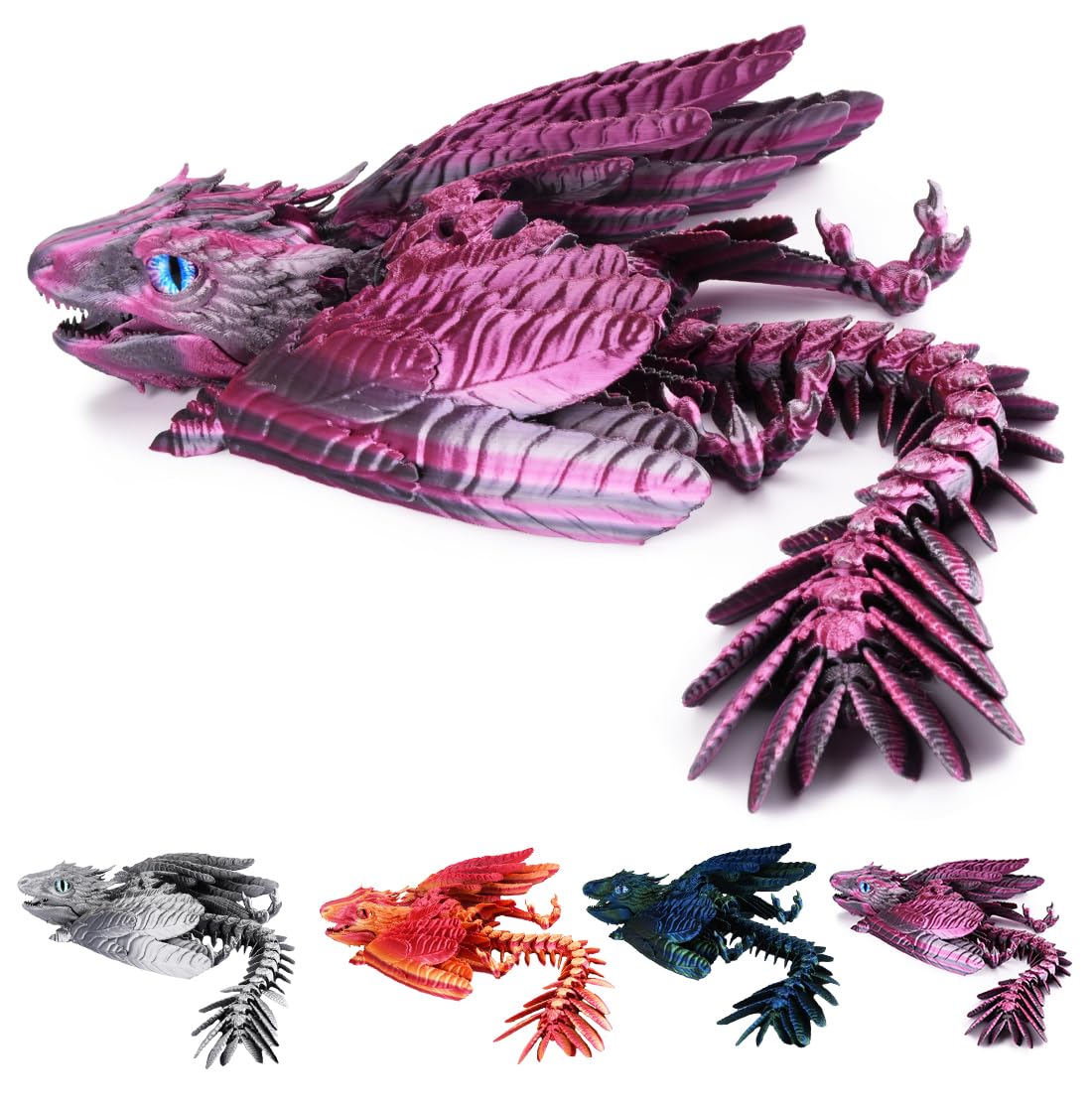 Hqroidd3D Dragon with Wings Articulated Dragon 3-D Printed Dragon Fidget Home Decor Fathers Gifts Birthday Decorations