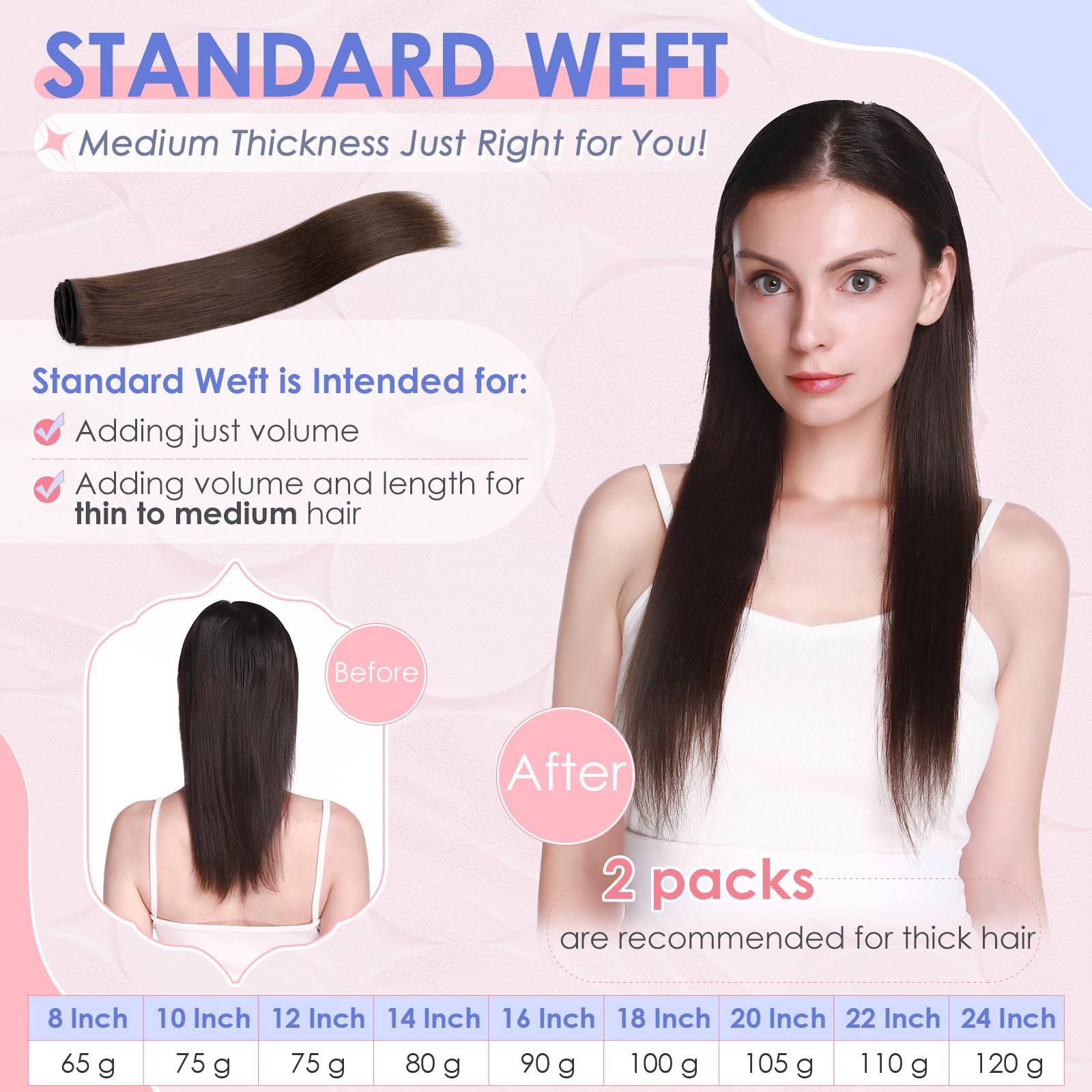 Elailite Clip in Hair Extensions Real Human Hair Remy Natural Hair #4 Medium Brown 16 Inch 90g 8 Pieces Standard Weft Full Head Straight - Image 2