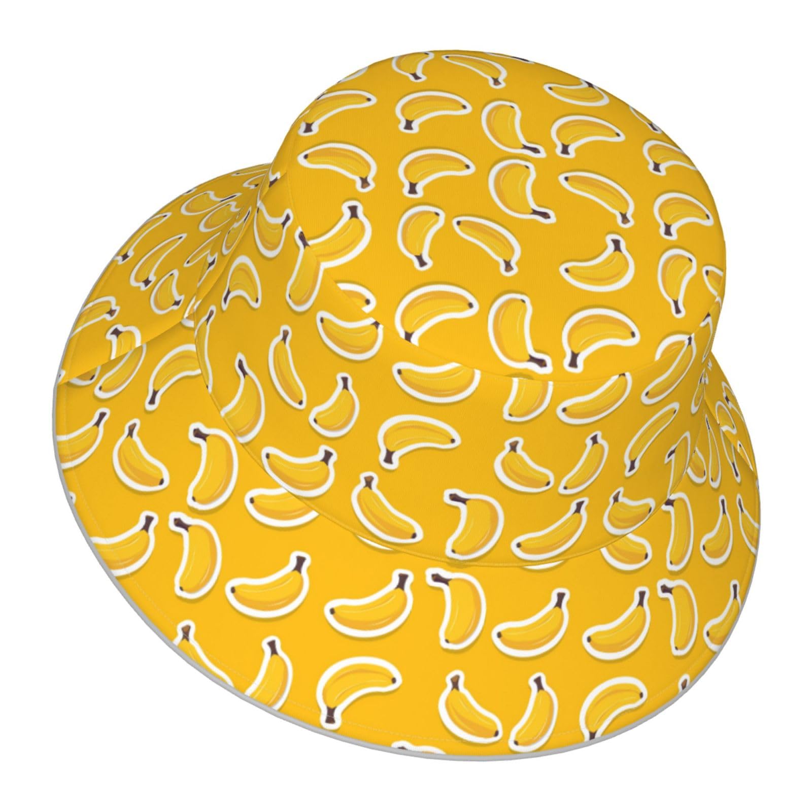 Bucket Hat Banana Fruit Yellow Double-Side-Wear Reversible Sun Hat Beach Travel for Women Men