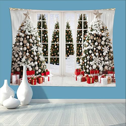 Miniatura 3 de FLYVET Tapiz de Navidad para colgar en la pared, decoración de árbol de Navidad, festival de invierno, tapiz de pared, telón de fondo de fotografía,