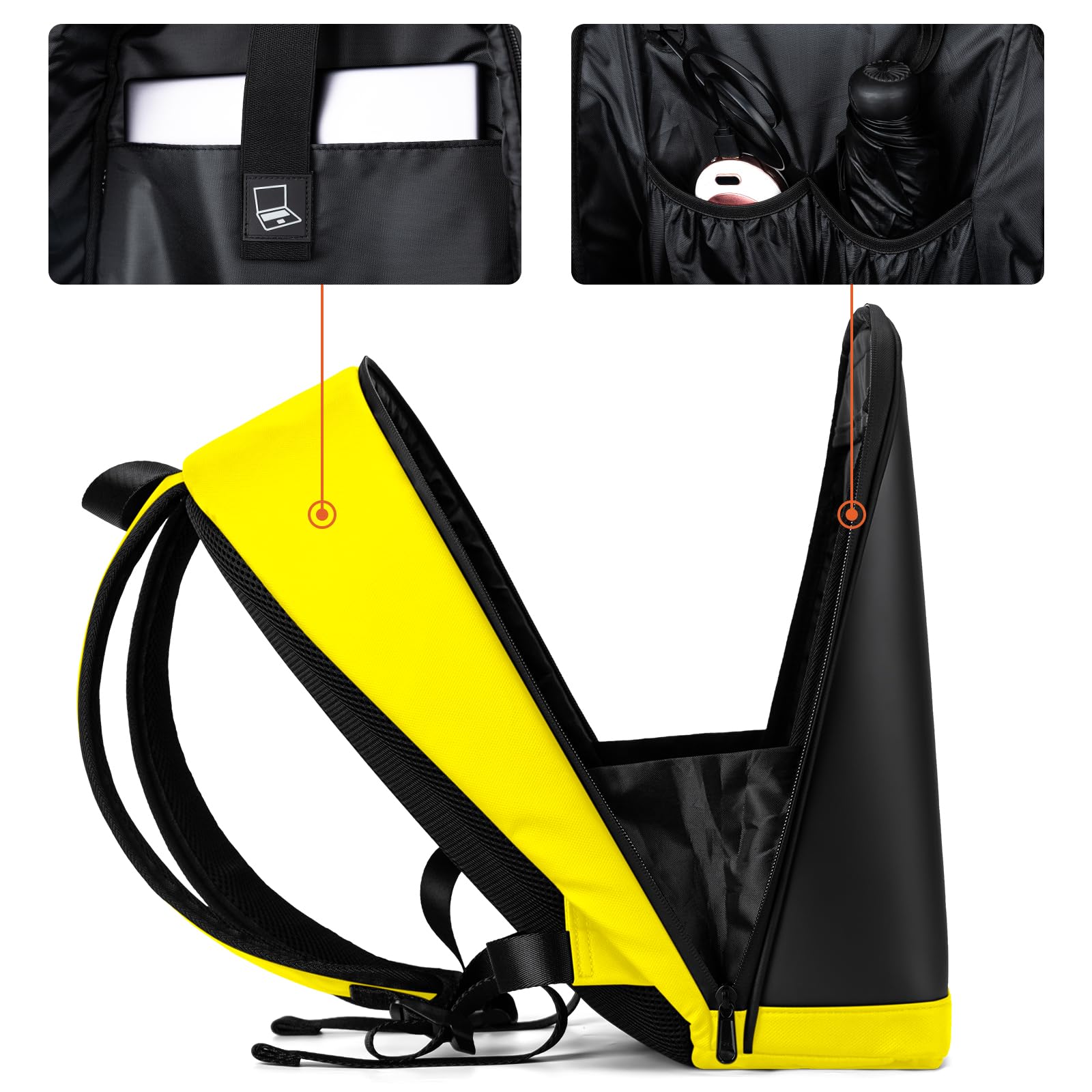 Gelrova LED Zaino con controllo tramite app, display LED dinamico, zaino per laptop, leggero e resistente, spazio multifunzionale per uomini e donne (Giallo)