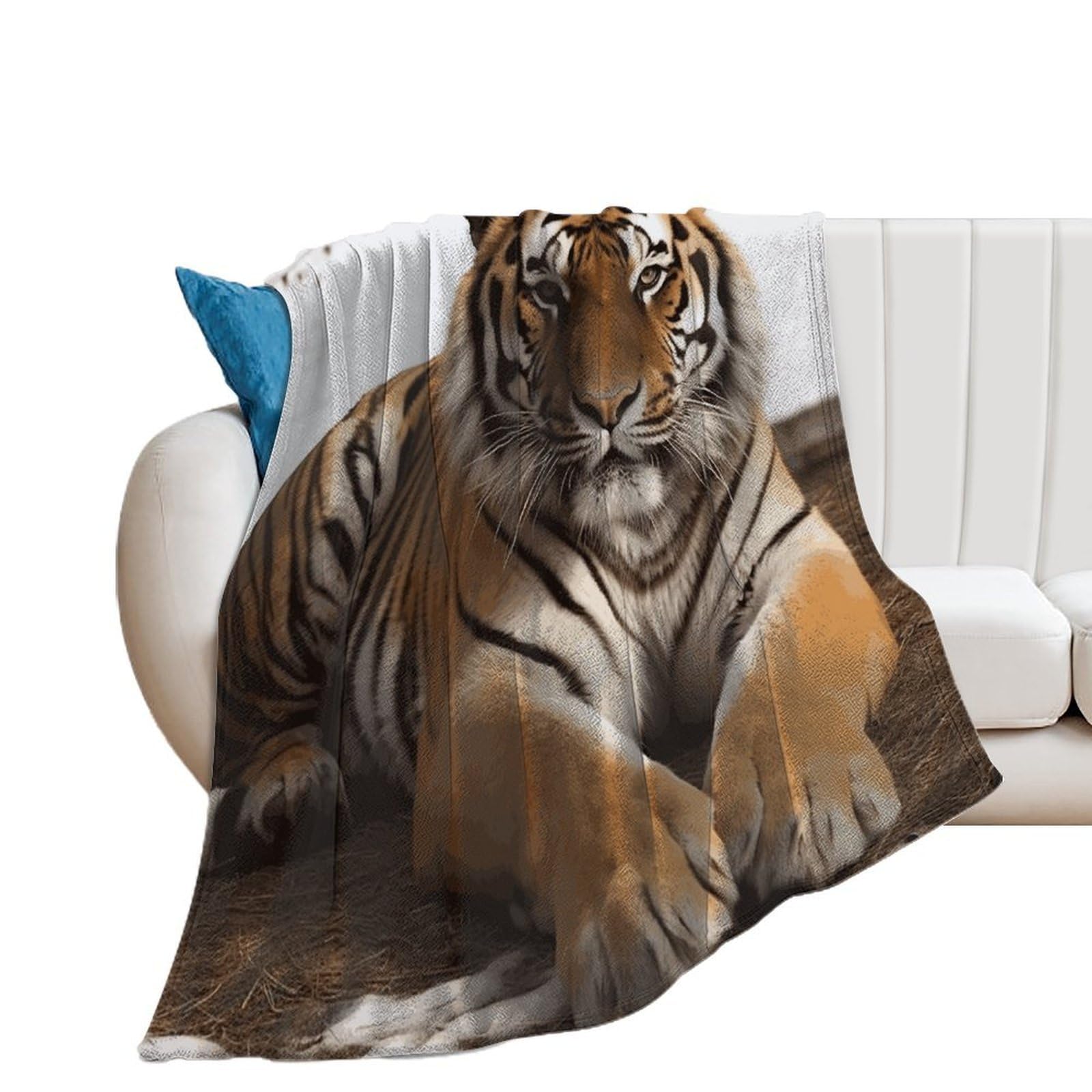 Big Tiger Throw Blanket for Couch Soft Cozy Flannel Bed Blanket Fuzzy Decorative Blanket Warm Lightweight Throw Blanket All-Season Home Decor Gift for Home Office Sofa 40"*50" （100 * 130cm）