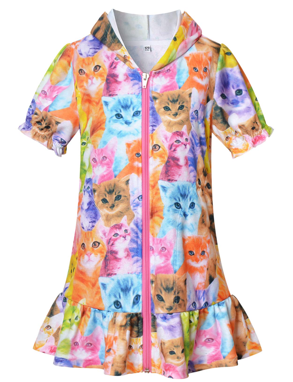 CHILDRENSTAR Girls Swim Coverups Terry Swimsuit Cover-Up Hooded Zip-Up Beach Robe