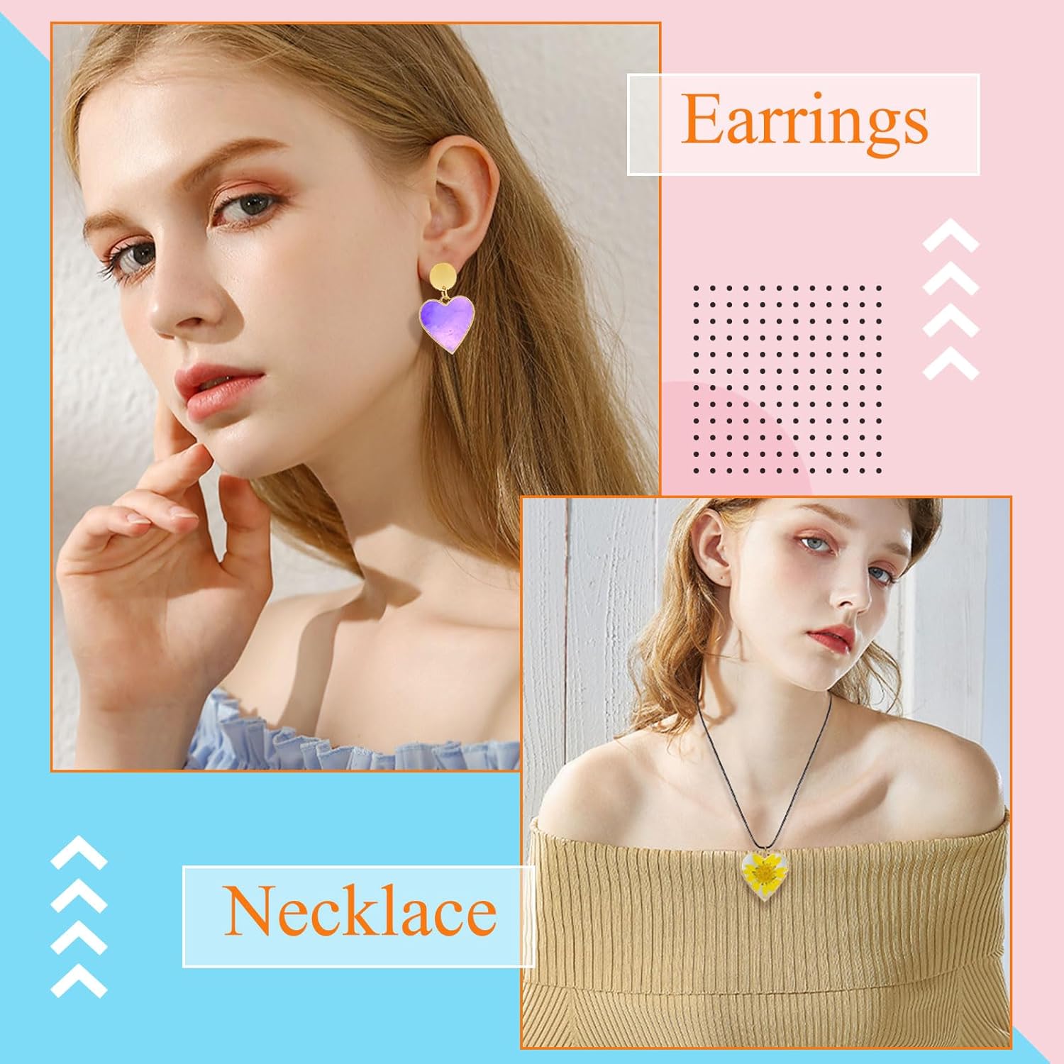 Oubaka 50pcs Open Bezel Pendants Heart Open Back Frame Pendant Hollow Frame Pendants Resin Craft Bezels for Earrings, Necklace, Bracelet, Pressed Flower, DIY Crafts(K Gold) - Image 6