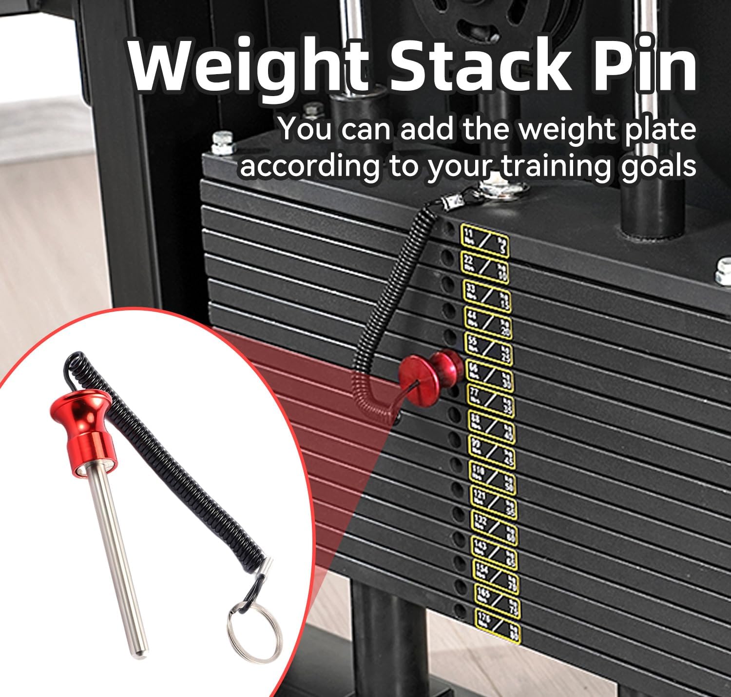 Gym Pin, Weight Stack Pin, Magnetic Weights, Universal Magnetic Weight Pin with Pull Rope, Gym Pins for Weight Stack, Home Gym Parts, Exercise Machine Parts & Accessorie