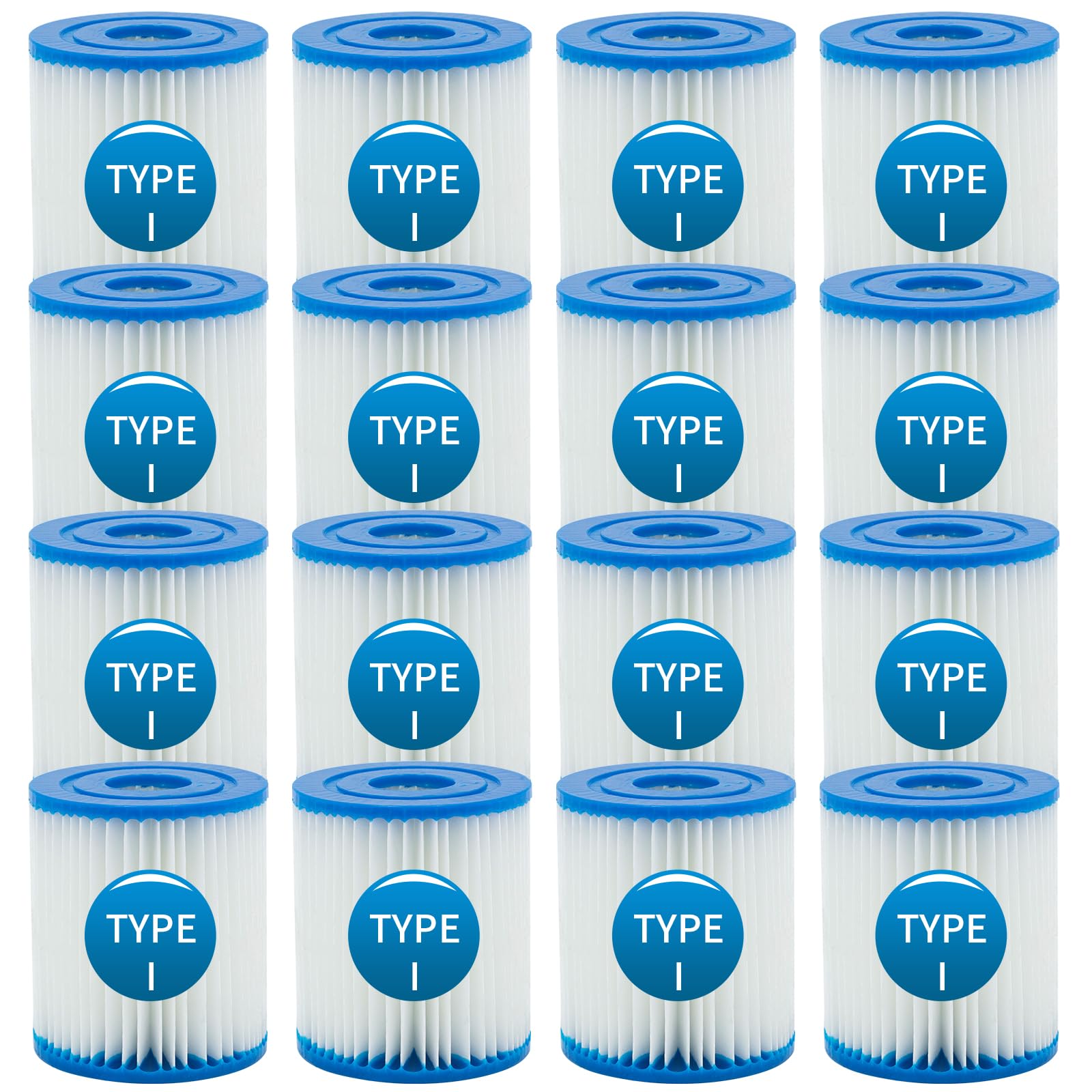 SLSM Type I Pool Filter Cartridge, High-Efficiency Filter Elements, 330 Gallon Pump Filter Cartridge for Pool Cleaning (16 Pcs)