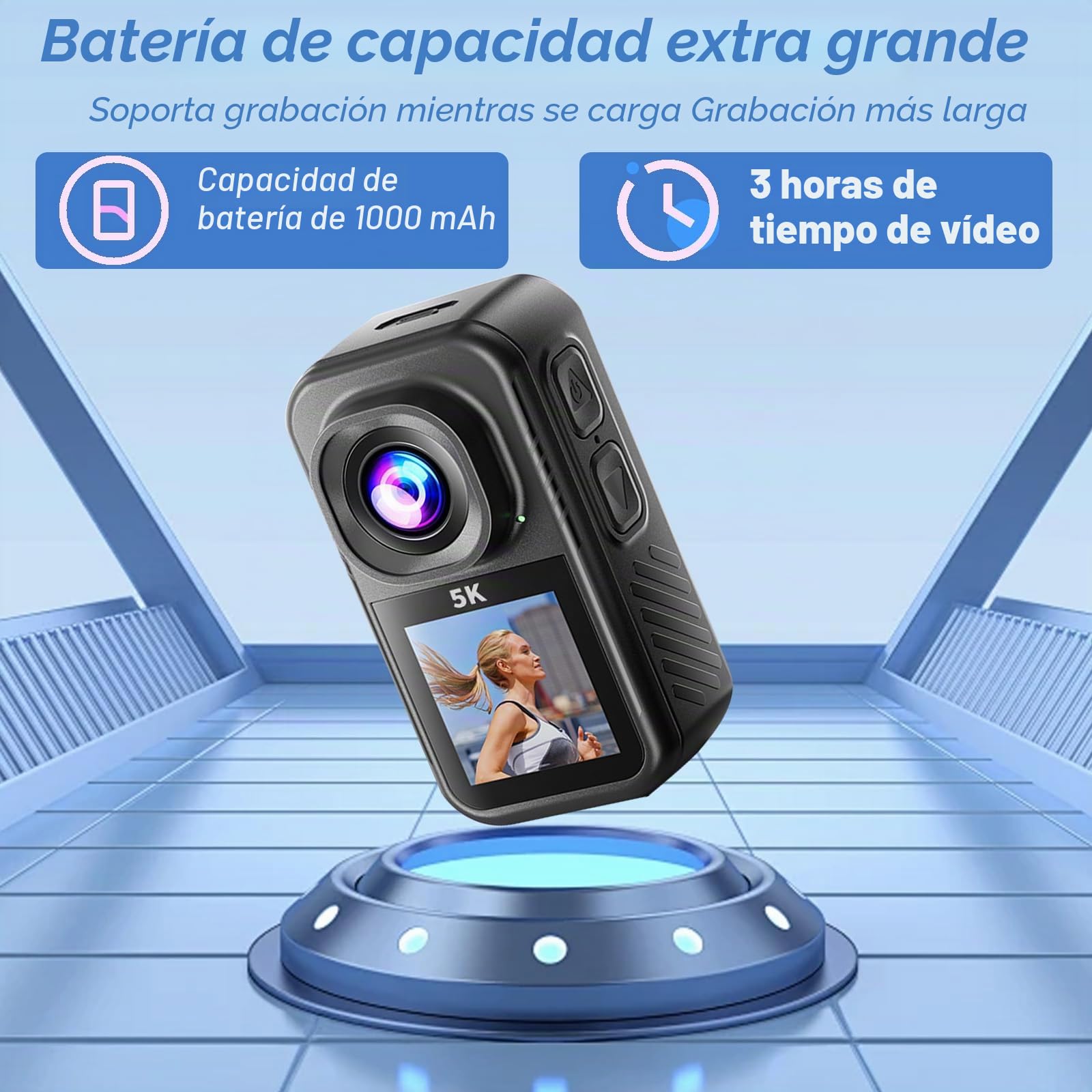 Cámara de Acción 5K Mini Cámara Corporal POV, Subacuática Impermeable 30m/EIS Pantalla Táctil /Imagen Clara,Body Cam Accesorios Multifuncionales WiFi para Ciclismo, Viajes,Caminatas + Tarjeta 64GB