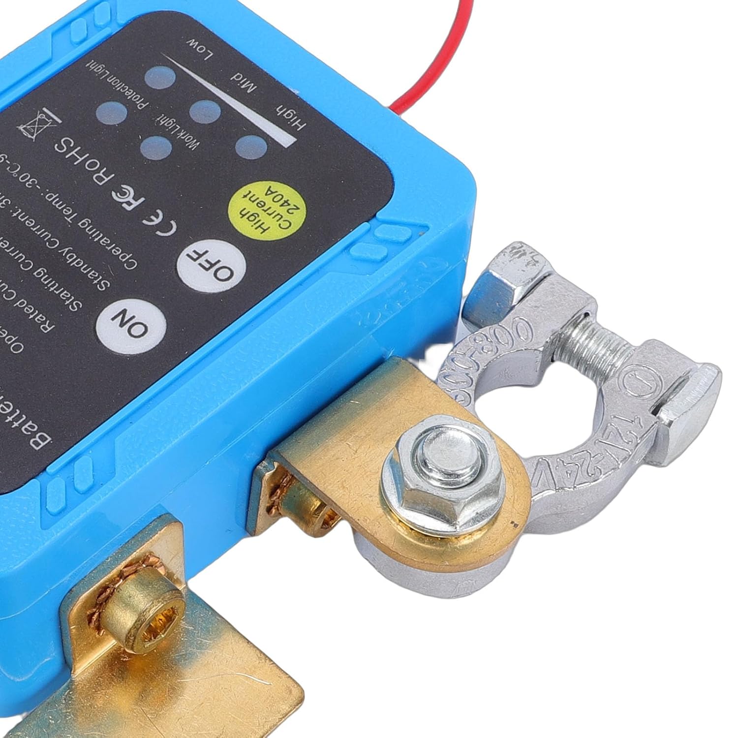 WALFRONT 240A Remote Battery Disconnect Switch Dual Coil Design, Brass Connection Pieces Automatic Power Off at Low Voltage, Dual Digital Screen, 3X Inflation Air Pump