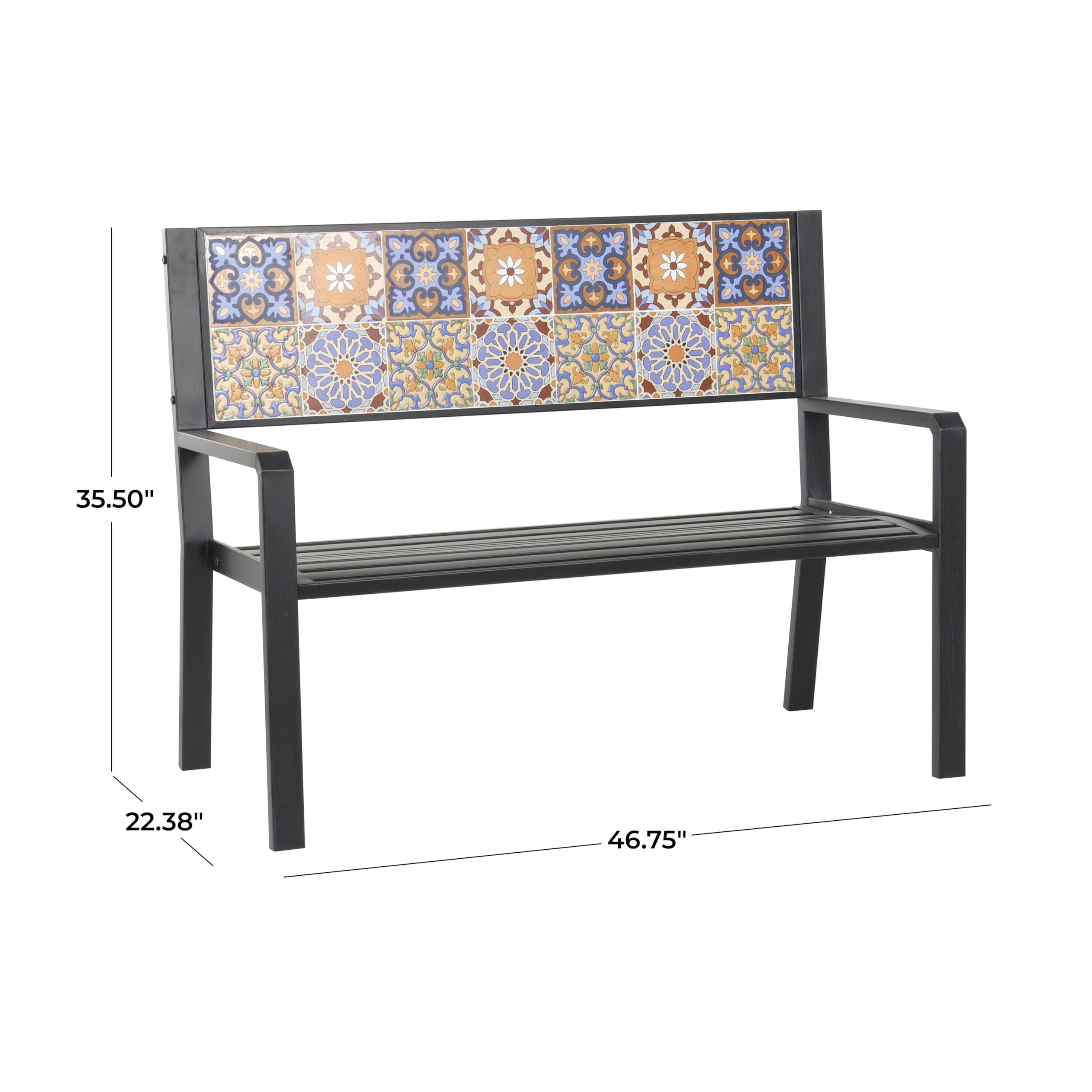 Amazon.com: Deco 79 Metal Patio Outdoor Bench Mosaic Floral and