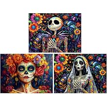 Mrnsiet 3 Pack Halloween Diamond Art Kits for Adults, Halloween Diamond Painting Kits for Beginners, DIY 5D Round Full Drill Diamond Dots Kit for Home Wall Decor 12x16 Inch