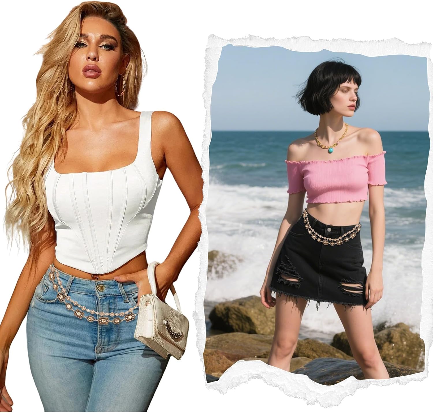 CURASA Western Metal Waist Chain For Women Cowgirl Boho Gold Belt For Dresses Jeans Pants Boho Body Belly Chain Fashion Chunky Link Chains Belt Country Concert Outfit - Image 5