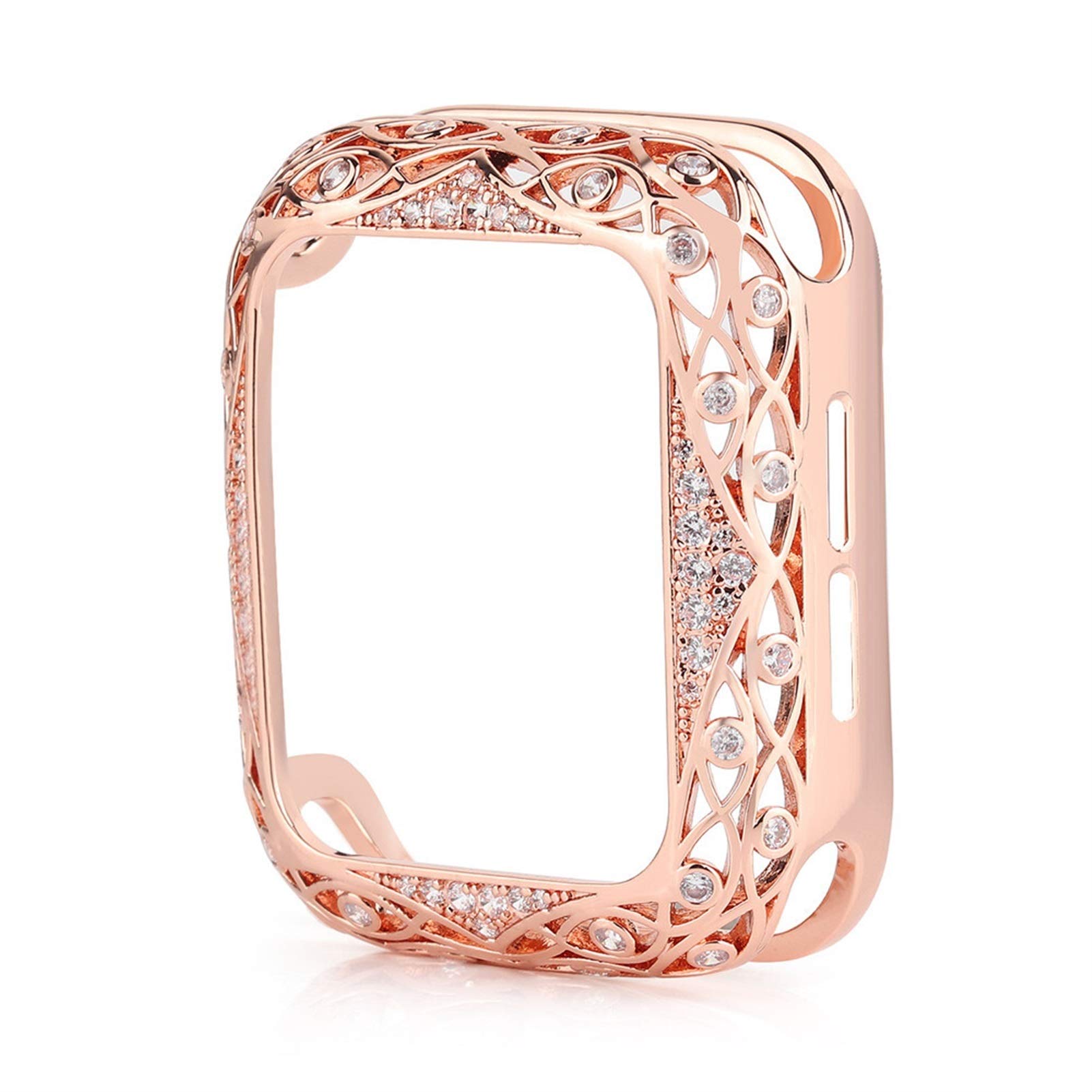 Luxuriöse Schutzhülle für Apple Watch für Damen, Metall, geschnitzt, 38 mm, 40 mm, 42 mm, 44 mm, 41 mm, 45 mm, Schutzhülle 7/SE/6/5/4/3/2/1, Diamant-Uhrengehäuse