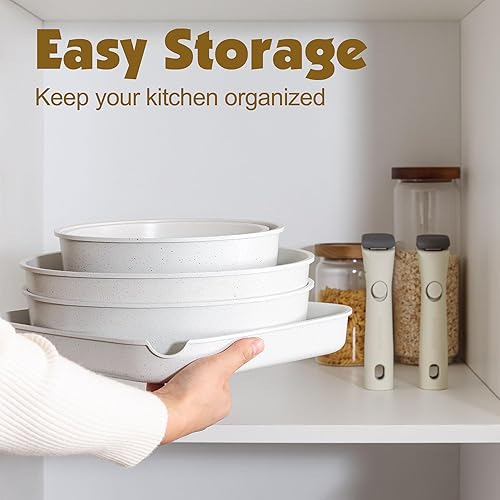 Miniatura 3 de SENSARTE 17 Piece Pots and Pans Set, Nonstick Detachable Handle Cookware Set, Induction Kitchen Cookware Set with Removable Handle, Healthy Non