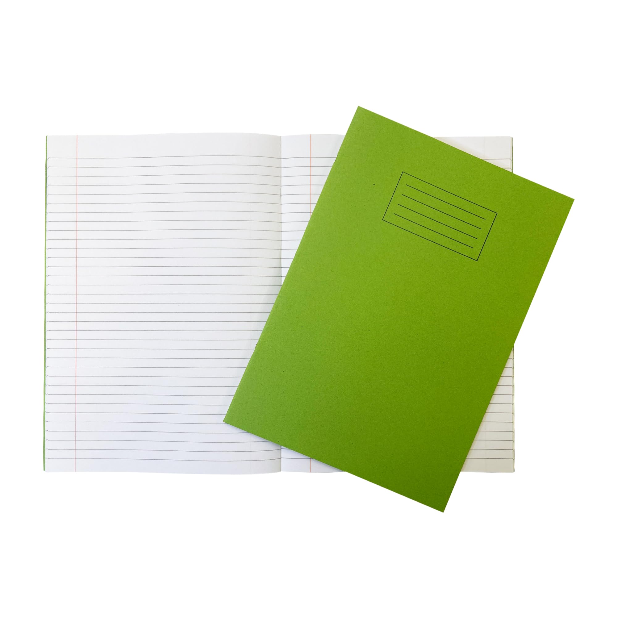 Janrax Pack of 50 A4 Green 80 Page Feint Ruled with Margin Exercise Books WF Paper with 225gsm Manilla Cover