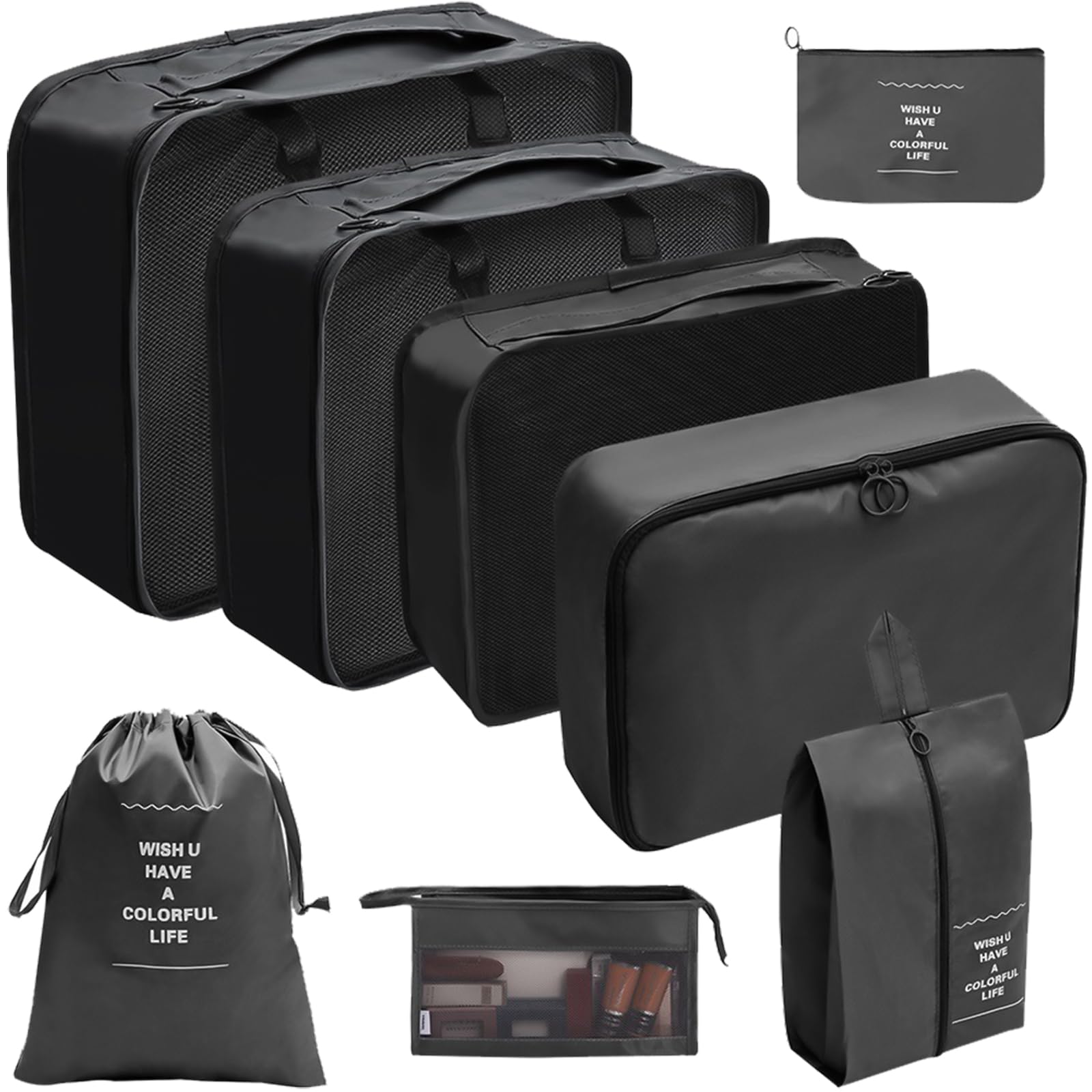 8x / Set Tavel Packing Cubes Waterproof Suitcase Organiser Small Travel Luggage Packing Organisers